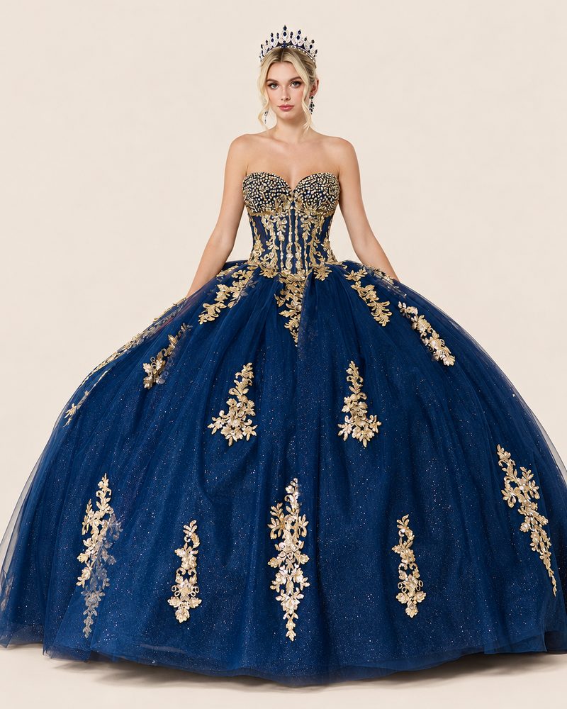 Vestido de XV Ámbar en color azul marino