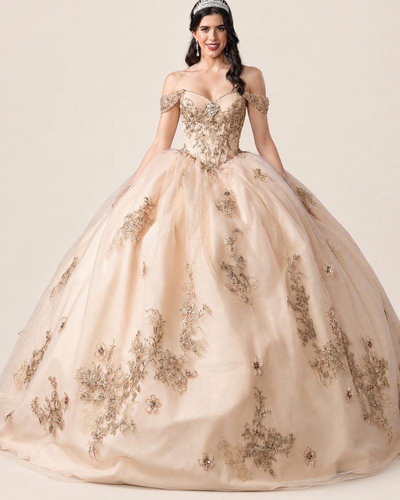 Vestido de XV Ambra en color champagne