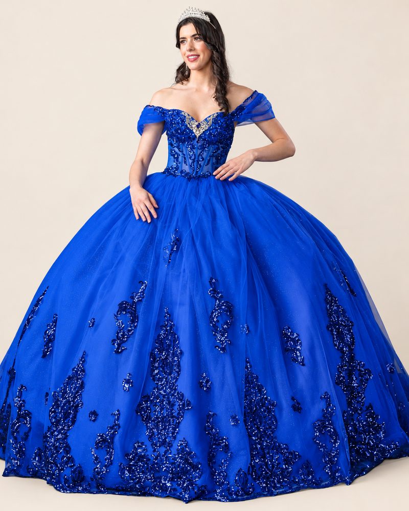 Vestido de XV Anahí en color azul rey