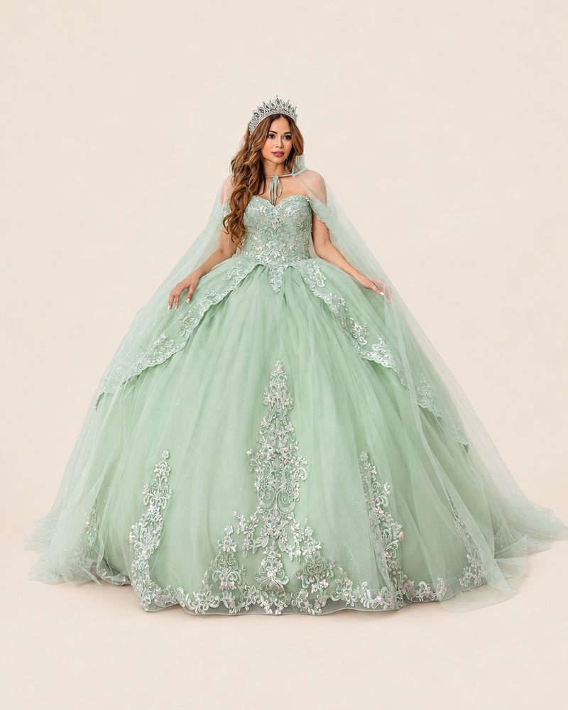 Vestido de XV Aria en color verde salvia