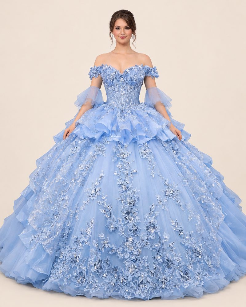 Vestido de XV Astrid en color azul cielo