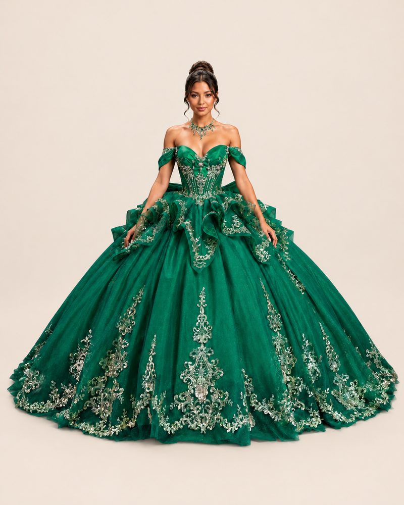 Vestido de XV Bela en color esmeralda