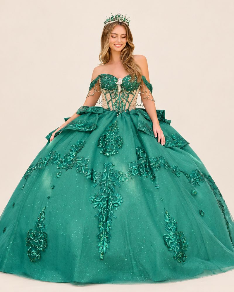 Vestido de XV Brianda en color esmeralda