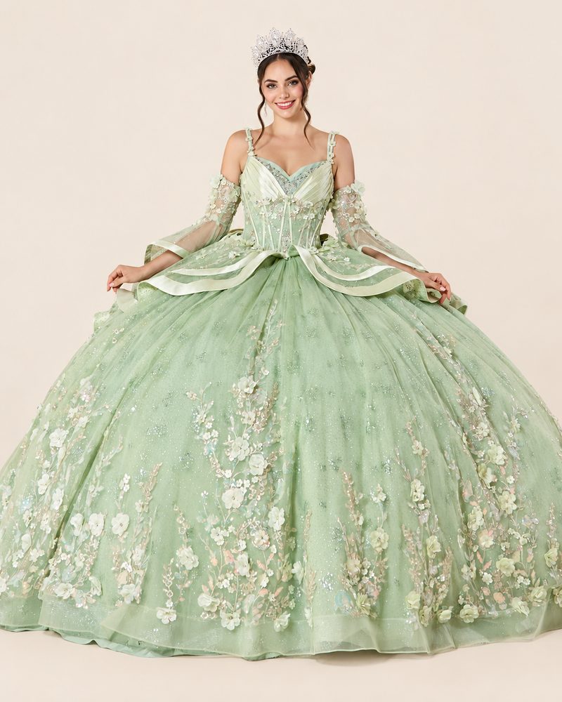 Vestido de XV Citlali en color verde salvia