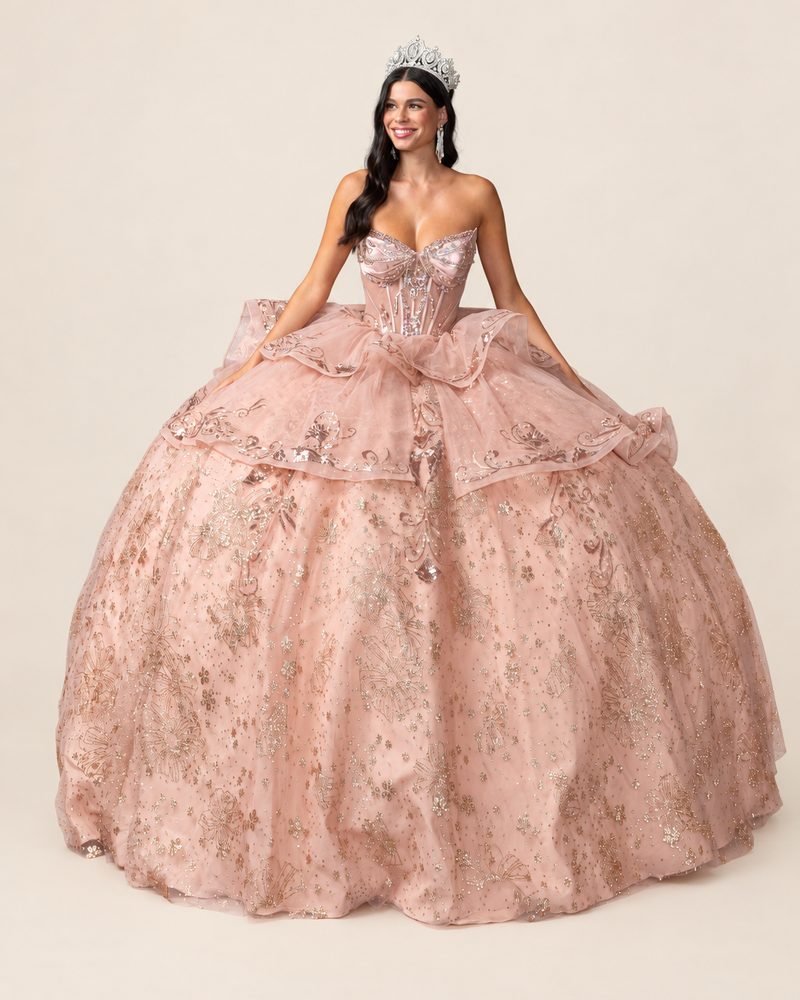 Vestido de XV Dalia en color oro rosa