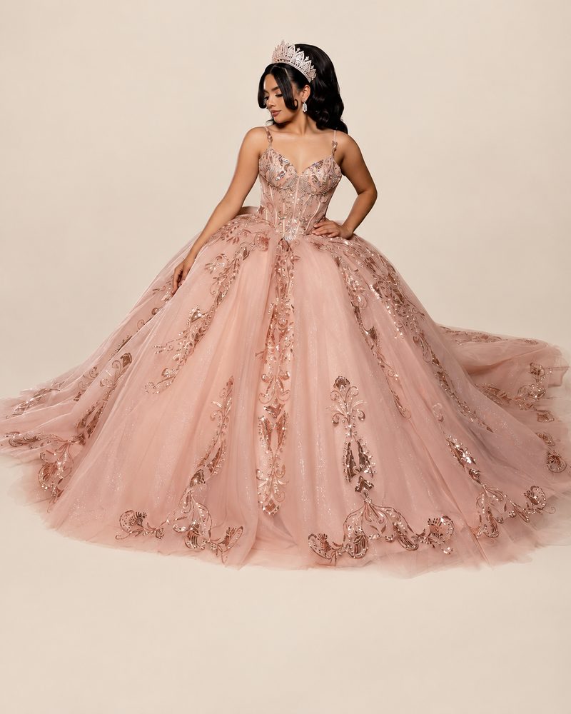 Vestido de XV Damaris en color oro rosa