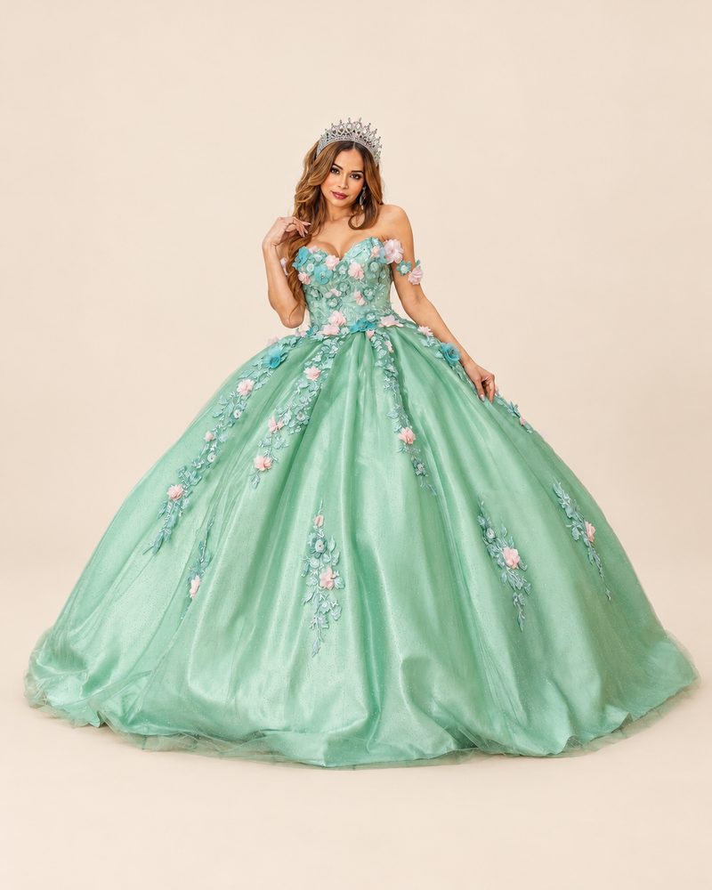 Vestido de XV Dariana en color verde salvia