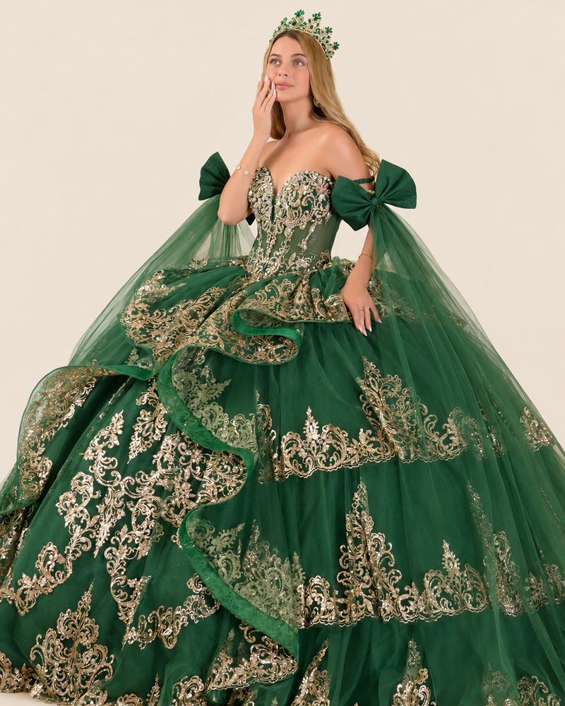 Vestido de XV Delfina en color esmeralda