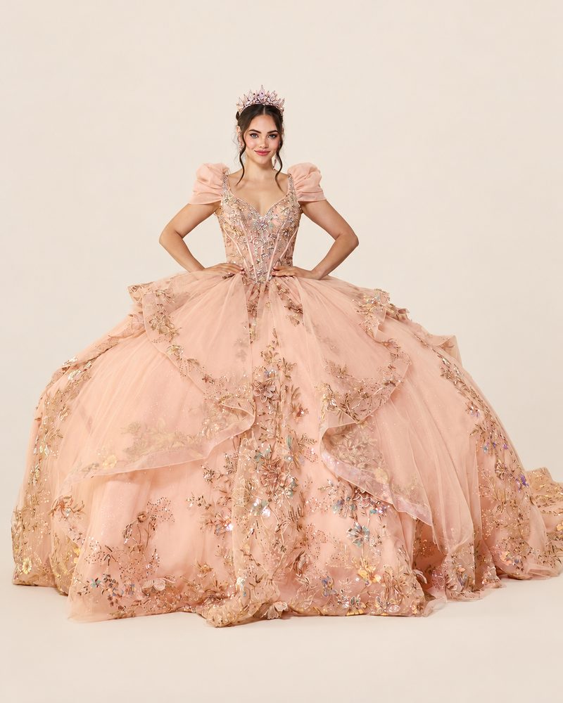 Vestido de XV Emily en color oro rosa