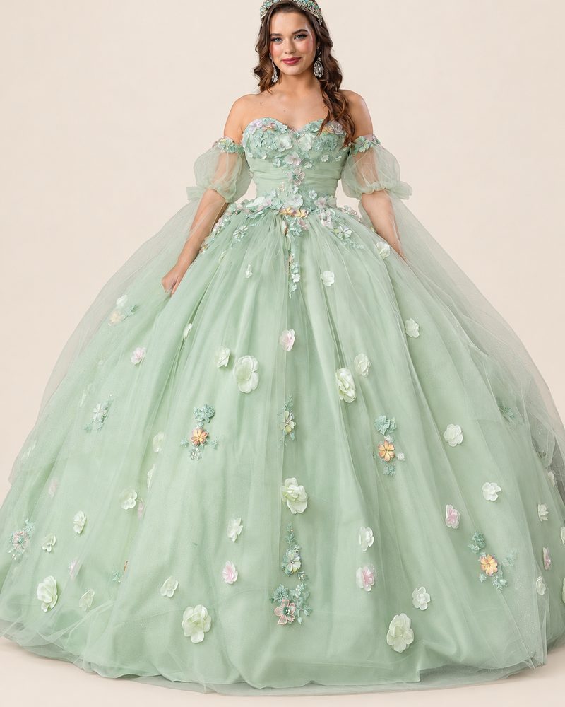 Vestido de XV Estrella en color verde salvia