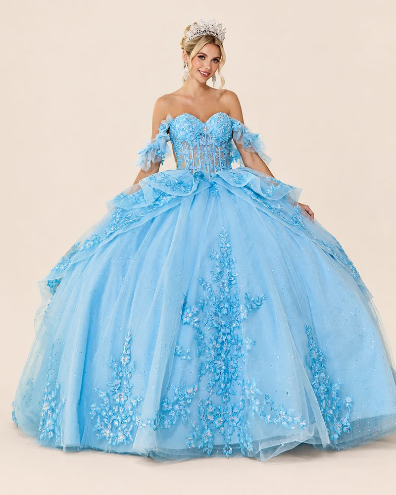 Vestido de XV Grecia en color azul cielo