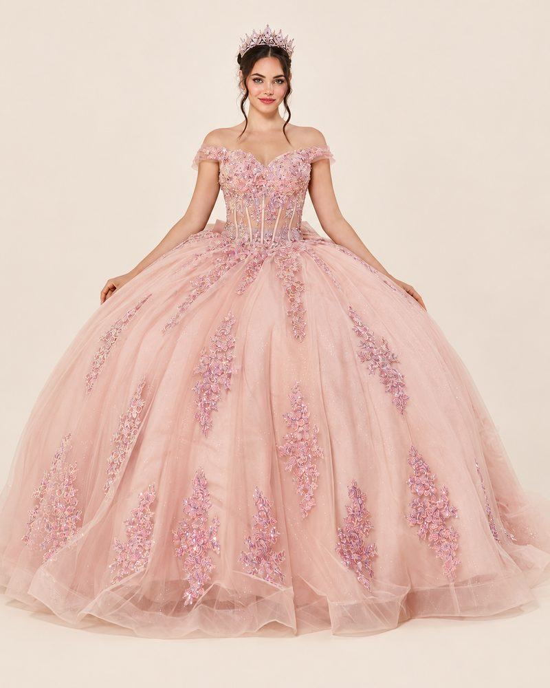 Vestido de XV Hilda en color oro rosa