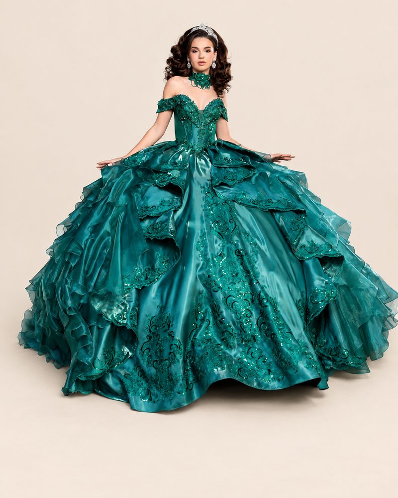 Vestido de XV Isela en color esmeralda