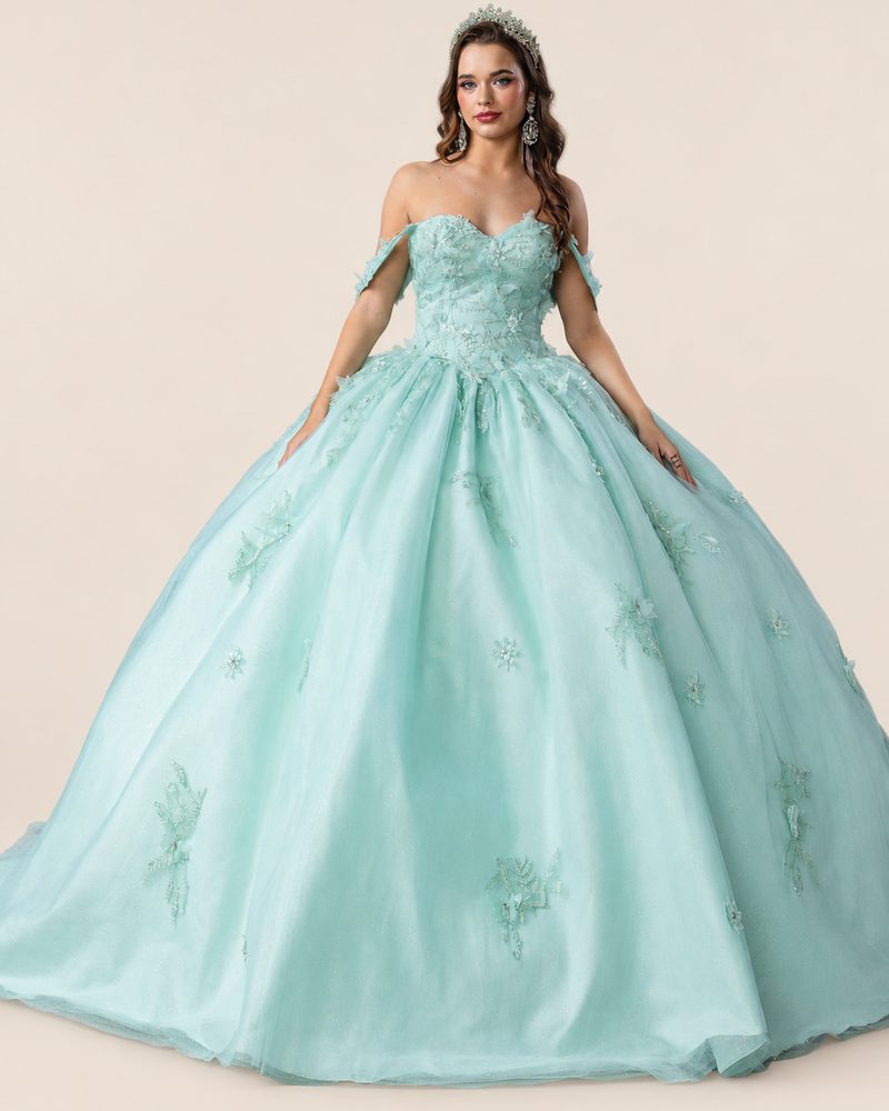 Vestido de XV Ivette en color verde menta