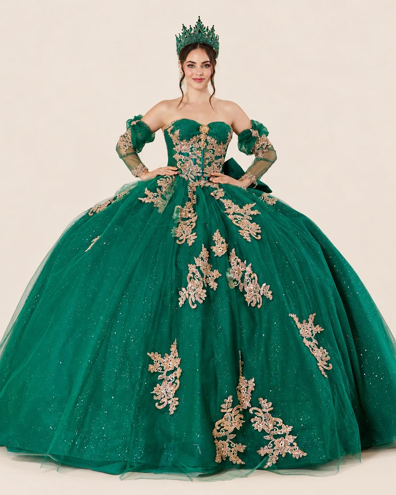 Vestido de XV Jazmín en color esmeralda
