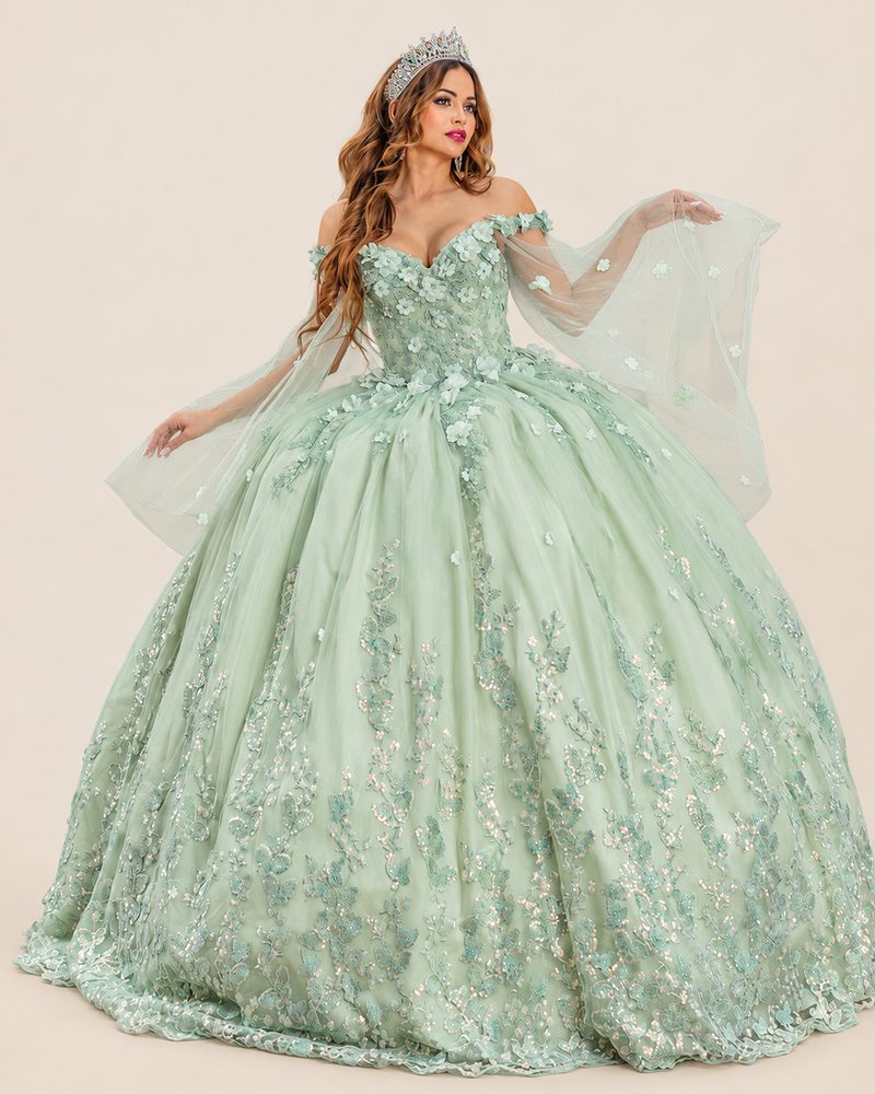 Vestido de XV Jennifer en color verde salvia
