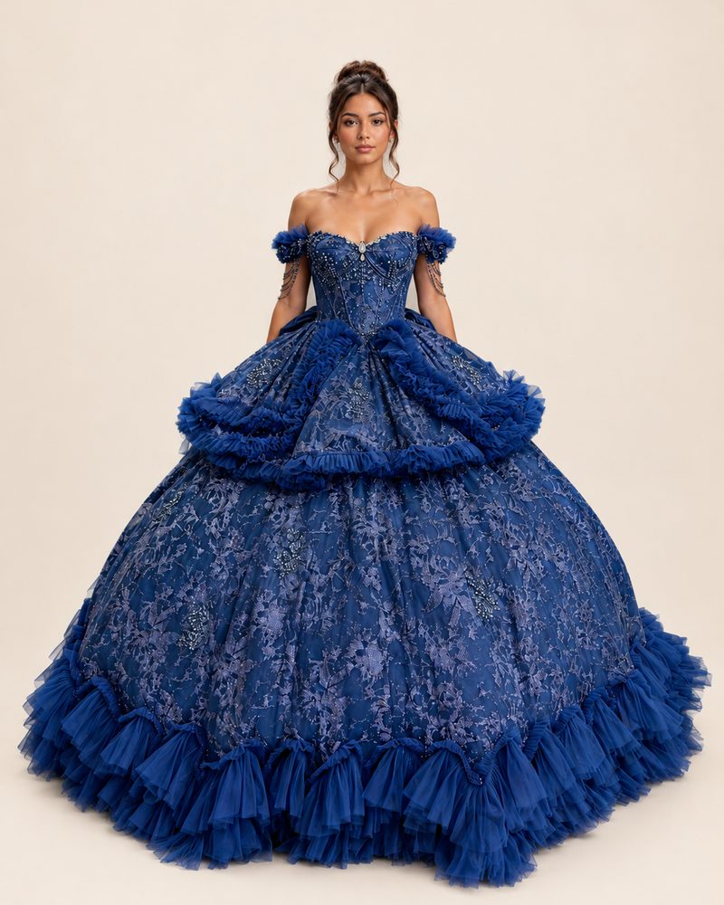 Vestido de XV Lía en color azul marino