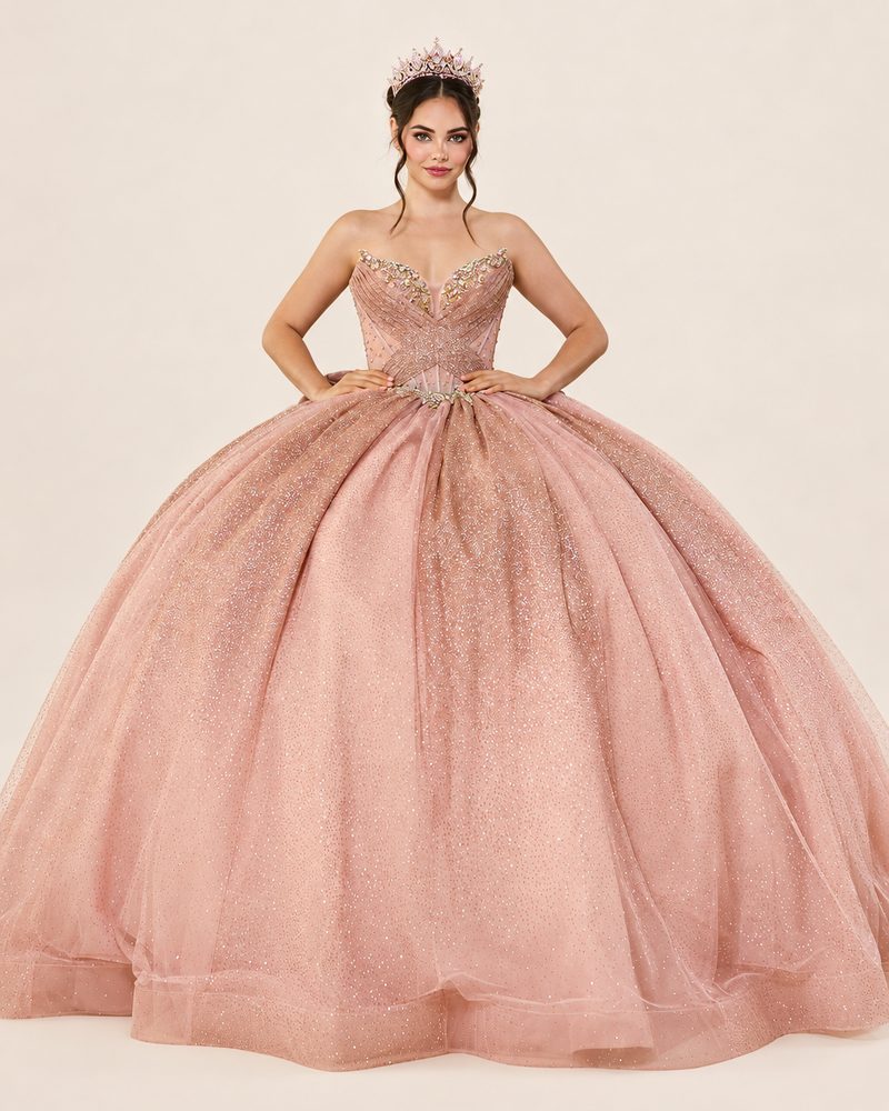 Vestido de XV Liz en color oro rosa