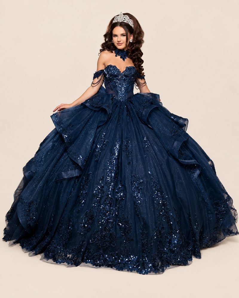 Vestido de XV Maribel en color azul marino