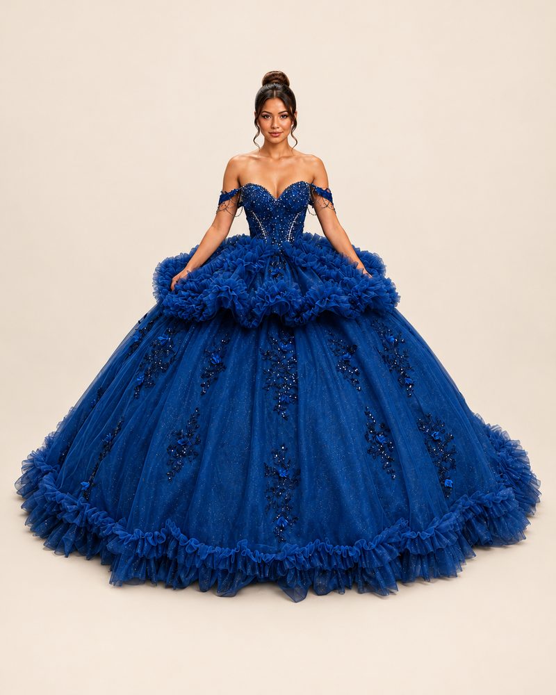 Vestido de XV Maya en color azul rey