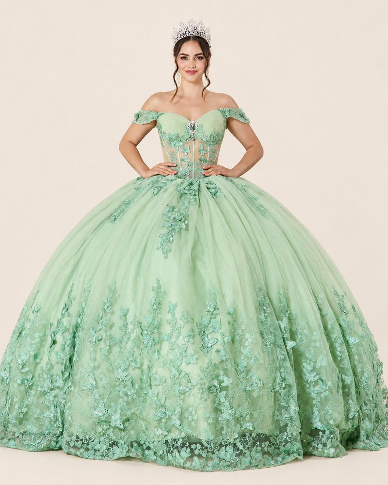 Vestido de XV Milena en color verde salvia