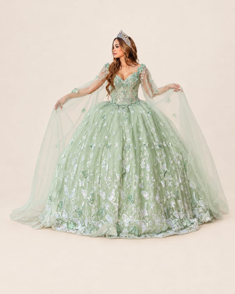 Vestido de XV Mili en color verde salvia