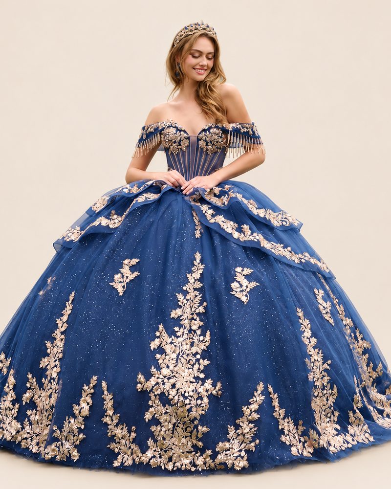 Vestido de XV Mirna en color azul marino