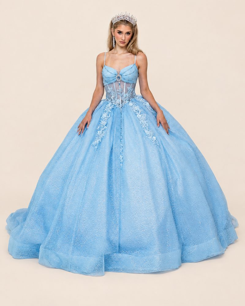 Vestido de XV Ofelia en color azul cielo