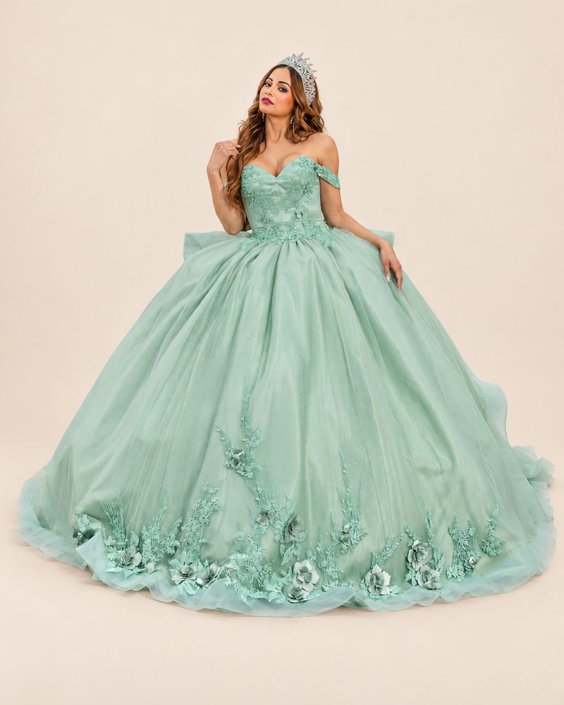 Vestido de XV Paty en color verde salvia