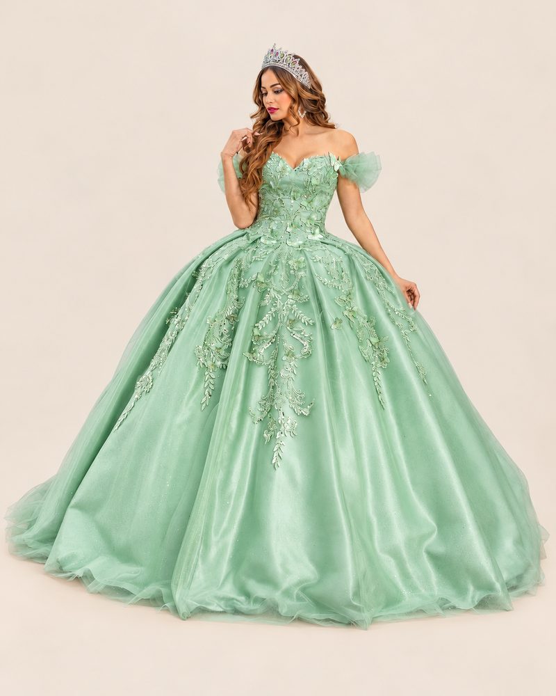 Vestido de XV Pau en color verde salvia