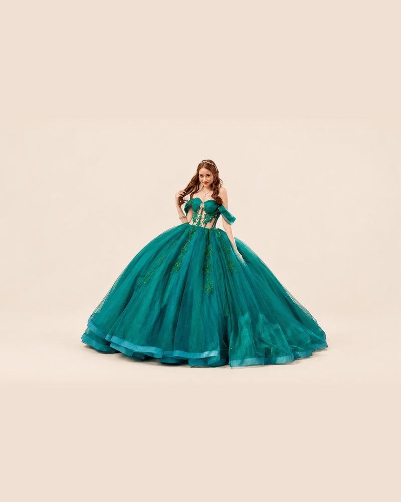 Vestido de XV Rafaela en color esmeralda