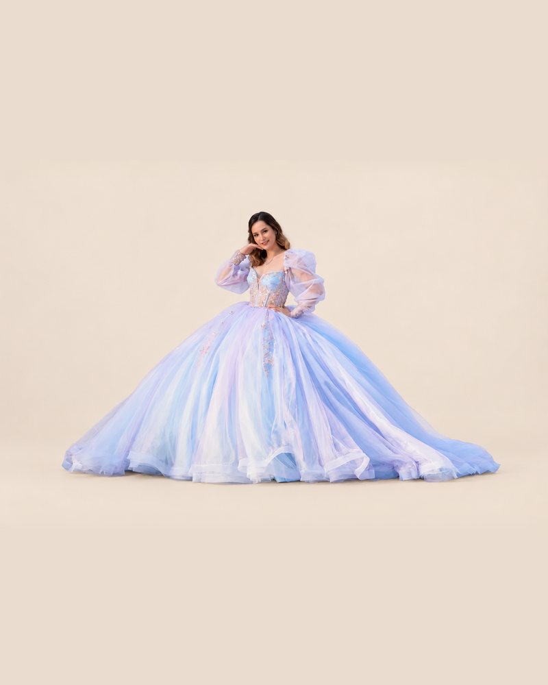Vestido de XV Romina en color azul cielo