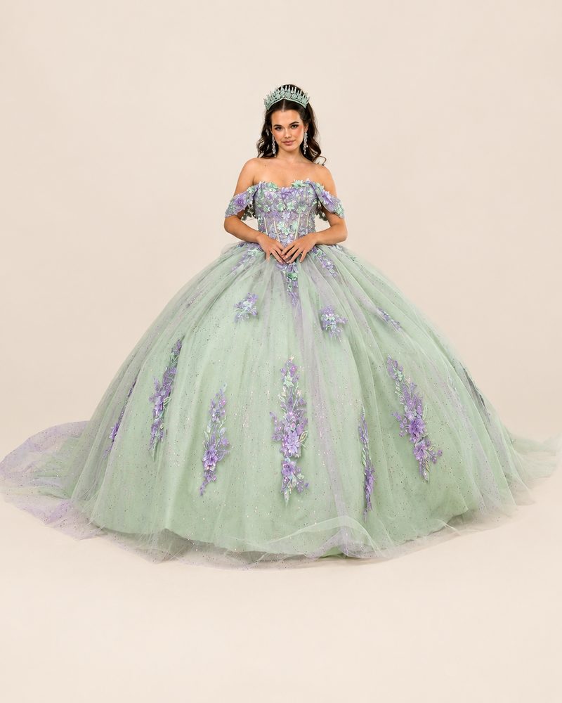 Vestido de XV Samantha en color verde salvia