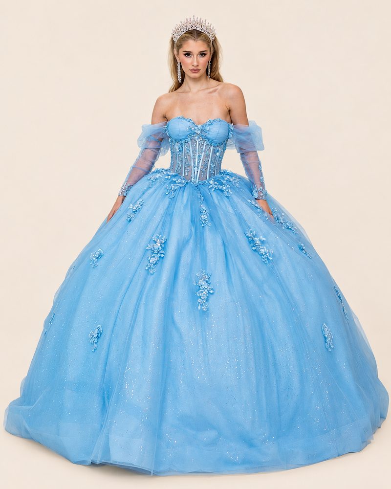 Vestido de XV Sarai en color azul cielo