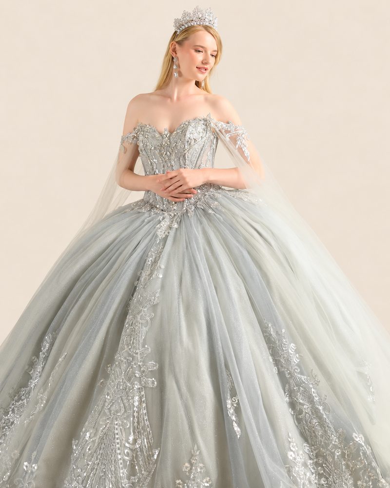Vestido de XV Selene en color plata