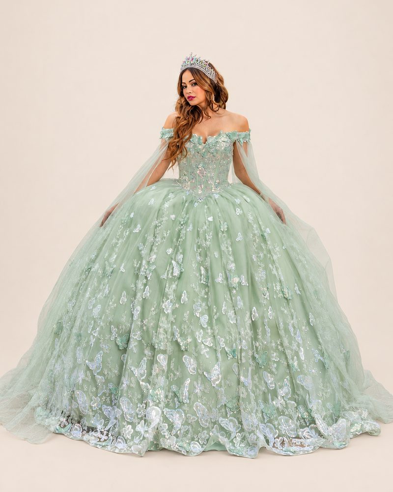 Vestido de XV Sofi en color verde salvia