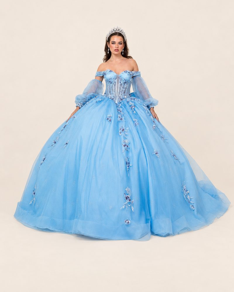 Vestido de XV Xóchitl en color azul cielo