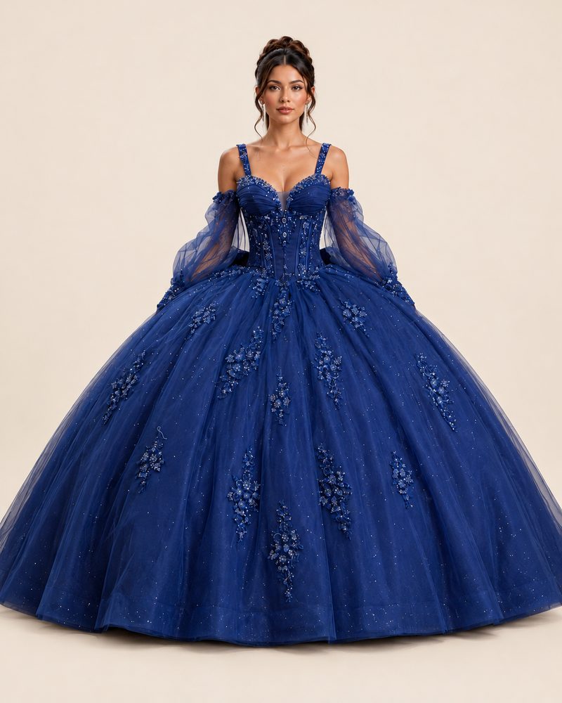 Vestido de XV Yara en color azul rey