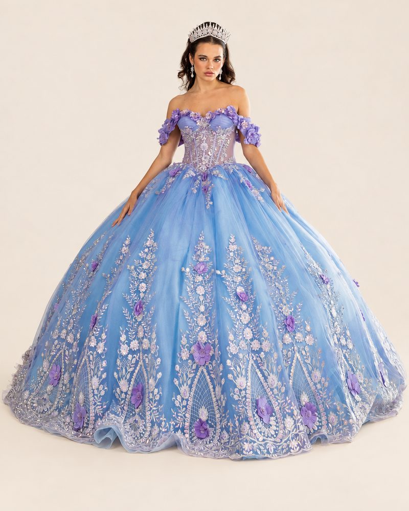 Vestido de XV Yasmín en color azul cielo